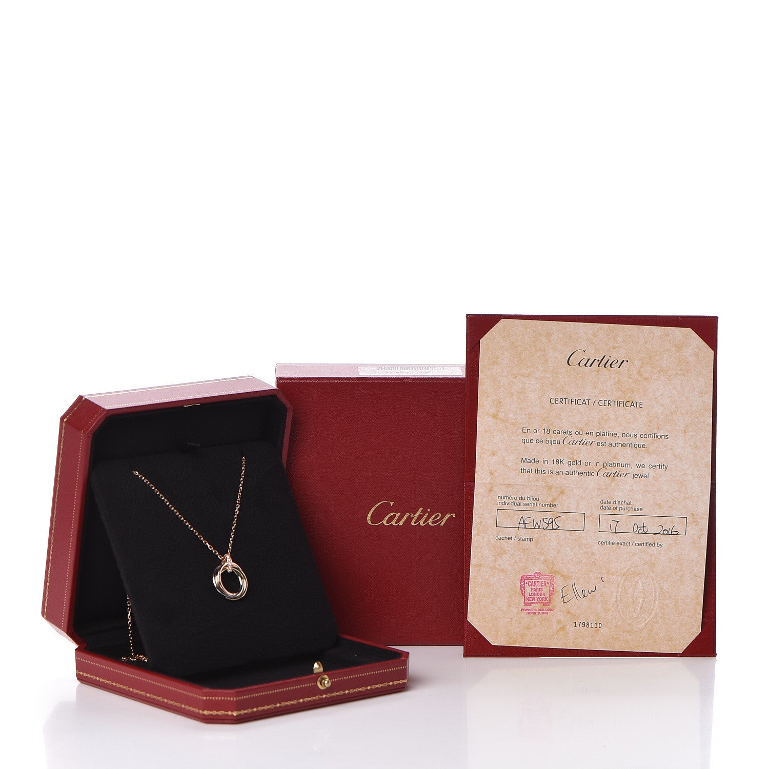 Cartier 18K Pink White Yellow Gold Diamond Trinity Pendant Necklace 7 of 7