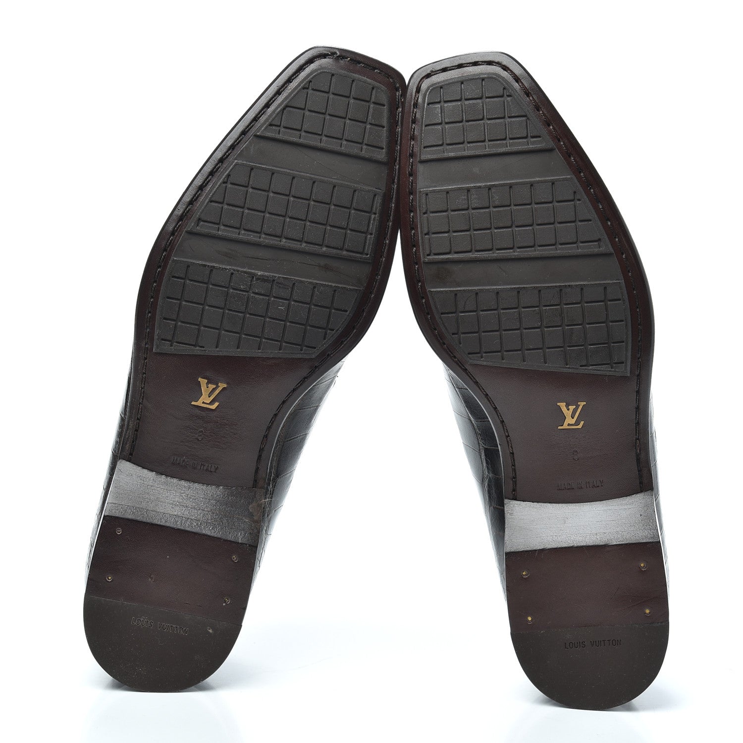 Louis Vuitton Calfskin Crocodile Embossed Mens Loafers 8 Brown 7 of 7