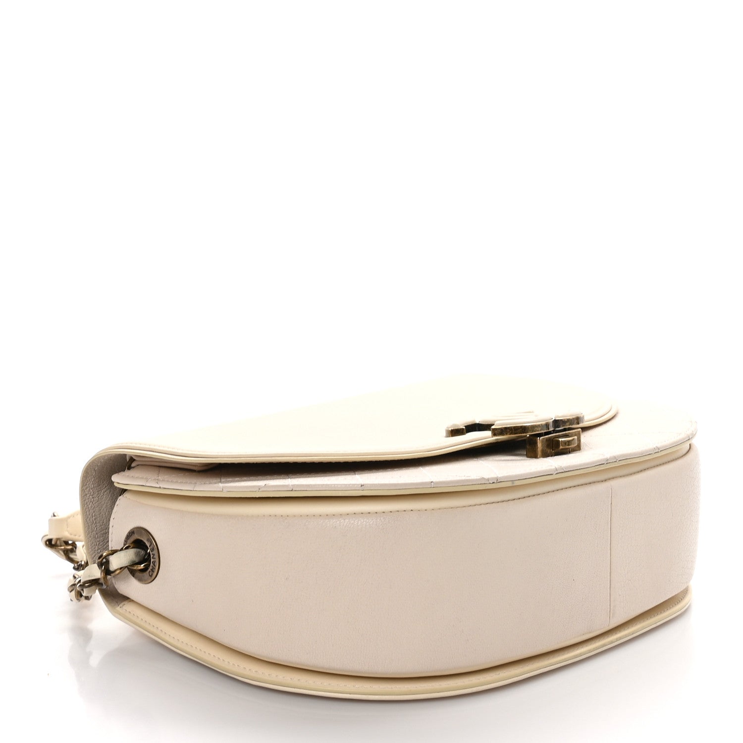 Chanel Shiny Calfskin Goatskin Quilted Medium Coco Curve Messenger Flap White 4 of 11