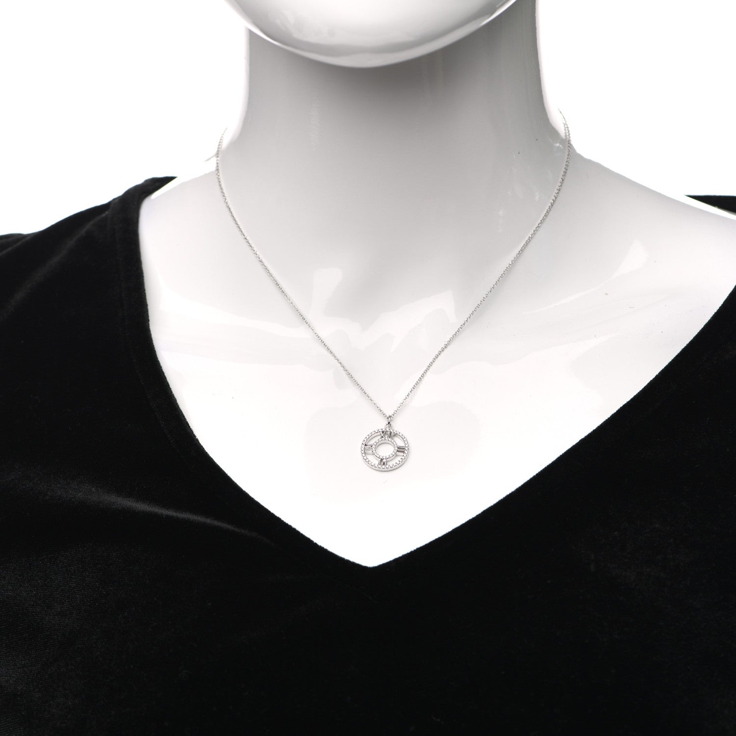 Tiffany 18K White Gold Diamond Small Atlas Open Pave Pendant Necklace 2 of 6