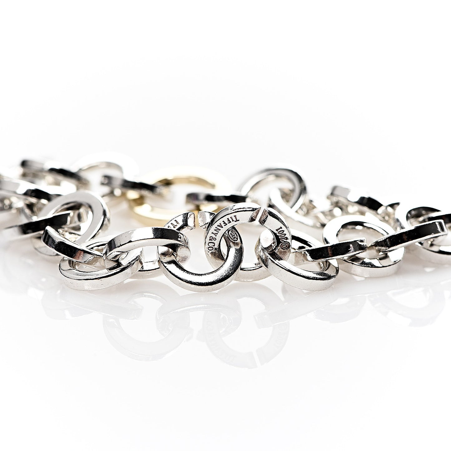 Sterling Silver 18K Yellow Gold Circle Link Bracelet