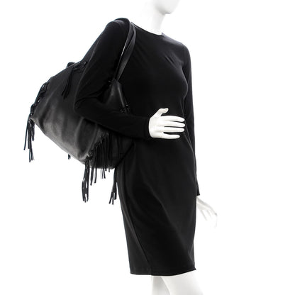 Valentino Garavani Grained Calfskin C-Rockee Fringe Tote Black 2 of 12