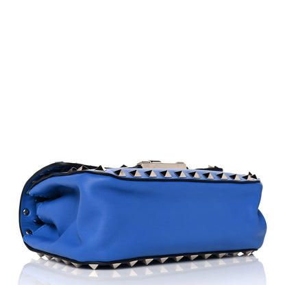 Valentino Garavani Vitello Mini Rockstud Flap Saddle Crossbody Bag Light Sapphire 4 of 9