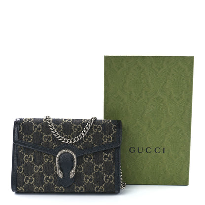 Gucci Jacquard Black Denim GG Monogram Mini Dionysus Chain Wallet Black Ivory 11 of 11