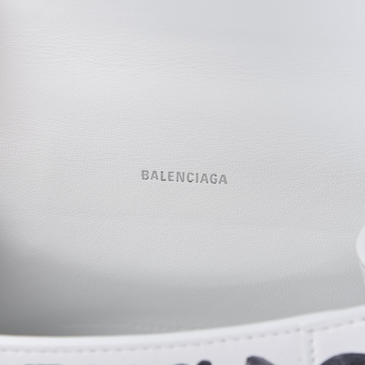 Balenciaga Smooth Calfskin Graffiti Hourglass Top Handle Bag XS White Black 6 of 11