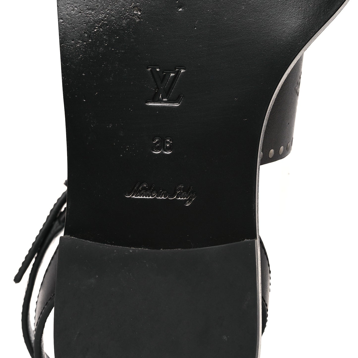 Soft Calfskin Perforated Horizon Flat Sandals 36 Black