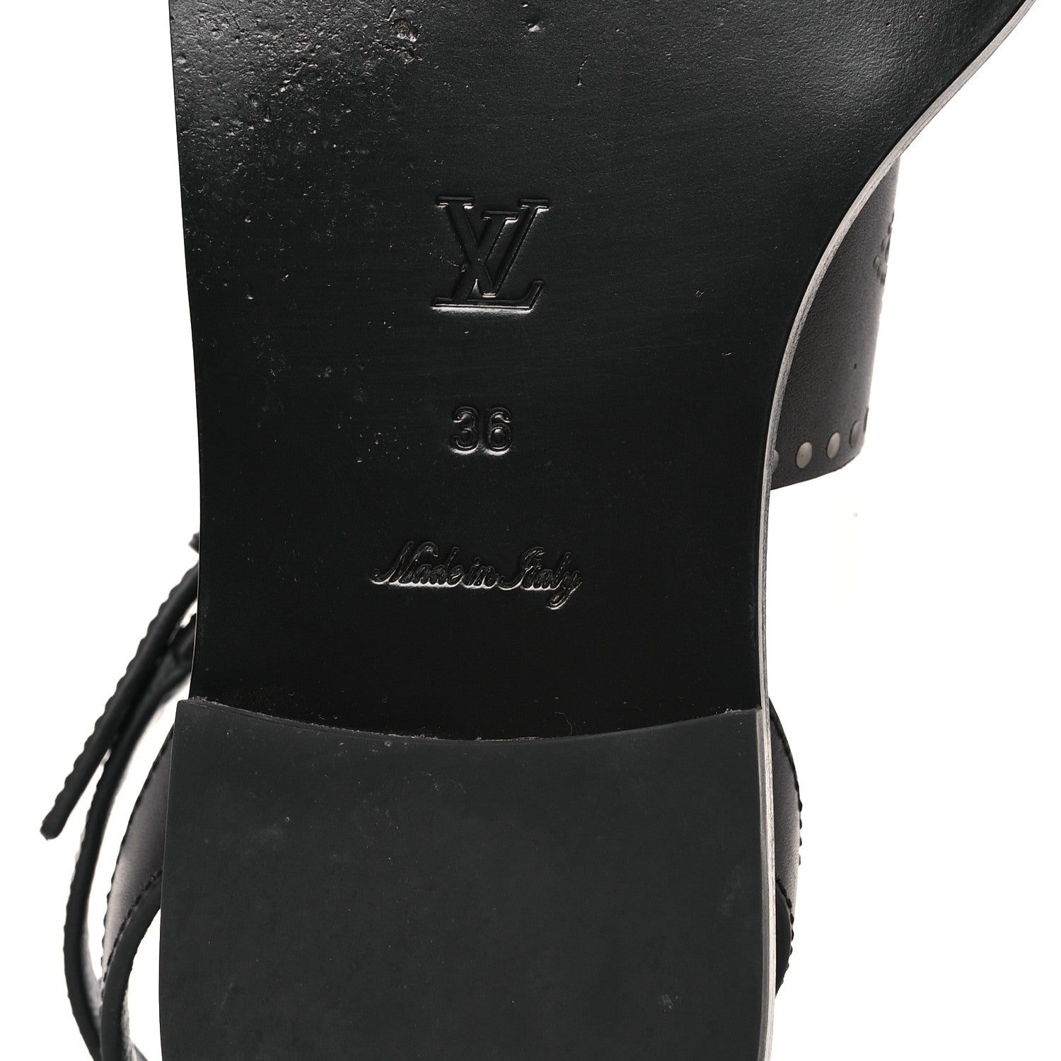 Louis Vuitton Soft Calfskin Perforated Horizon Flat Sandals 36 Black 8 of 12
