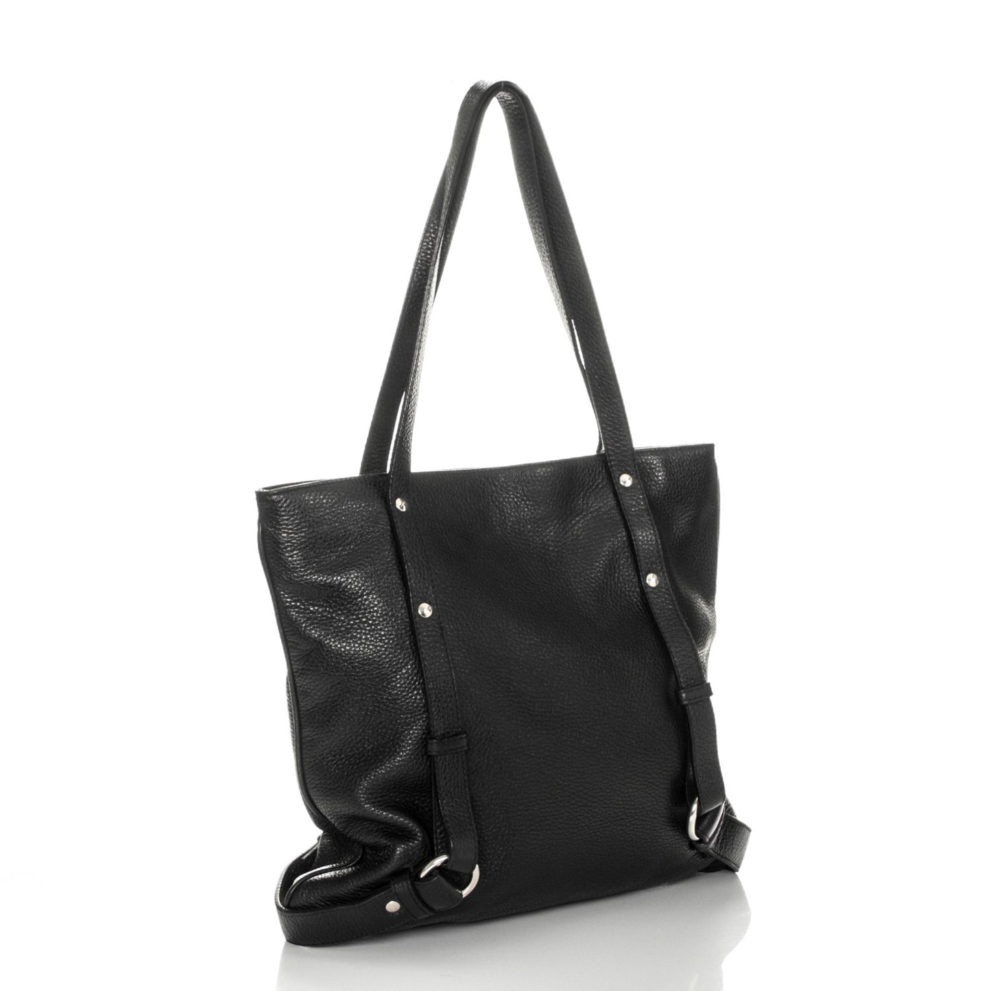 London Grainy Calfskin Tote Black