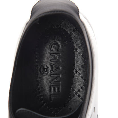 Chanel Calfskin Womens CC Sneakers 39.5 Black White 5 of 7