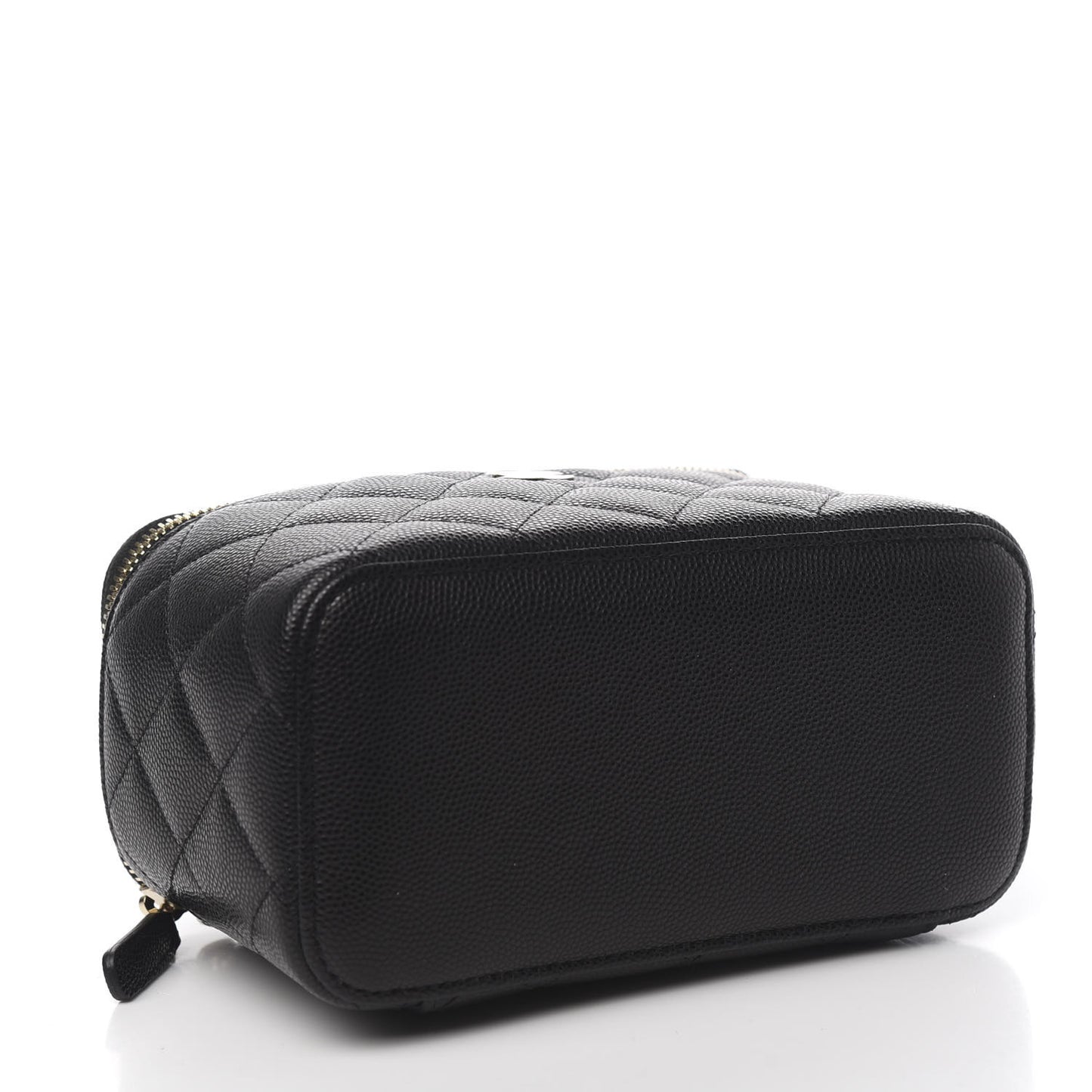 Caviar Quilted Small Vanity Case With Chain Black