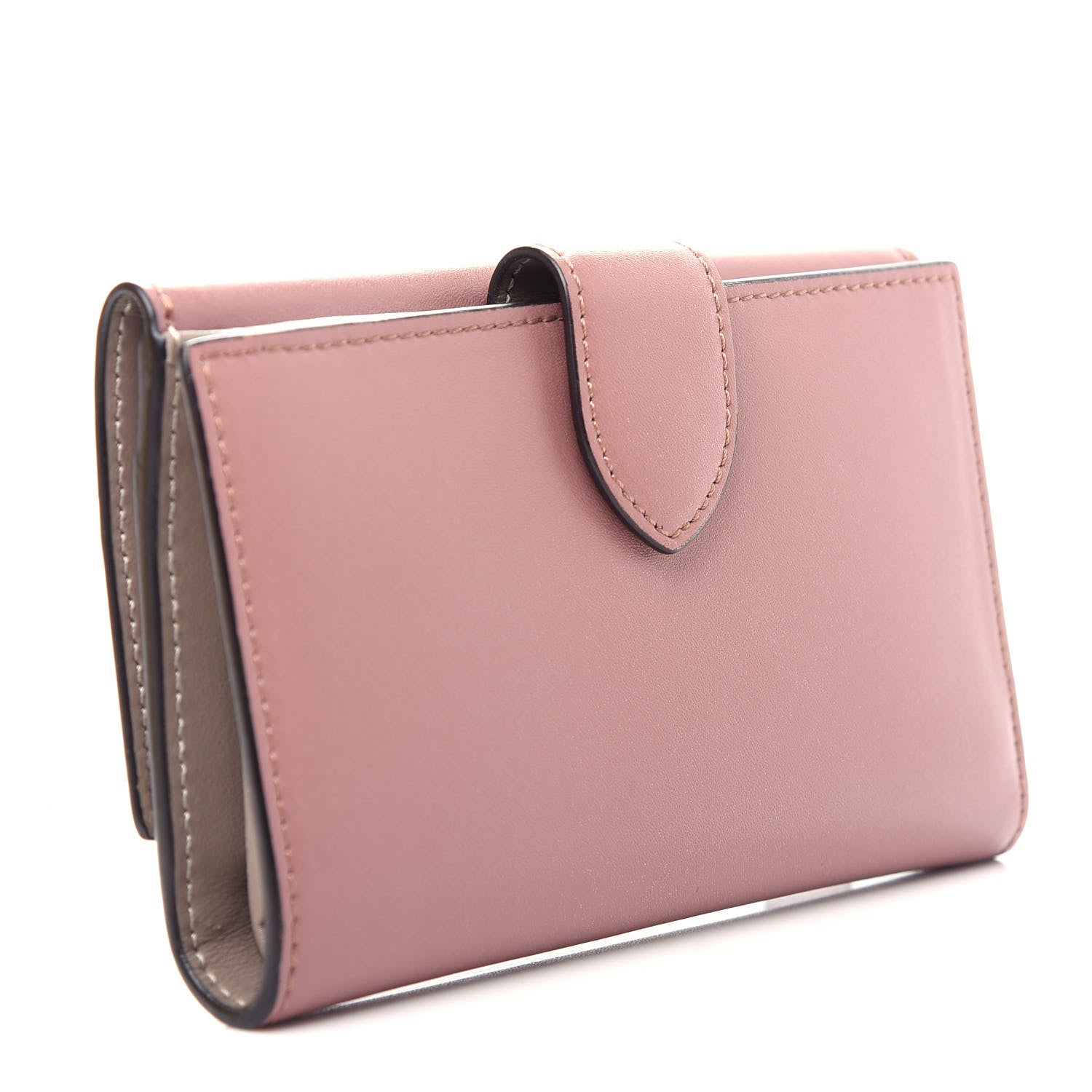 Fendi Vitello Liberty Vitello Century Bi-Color Medium By The Way Bi-Fold Wallet English Rose Tortora 2 of 8