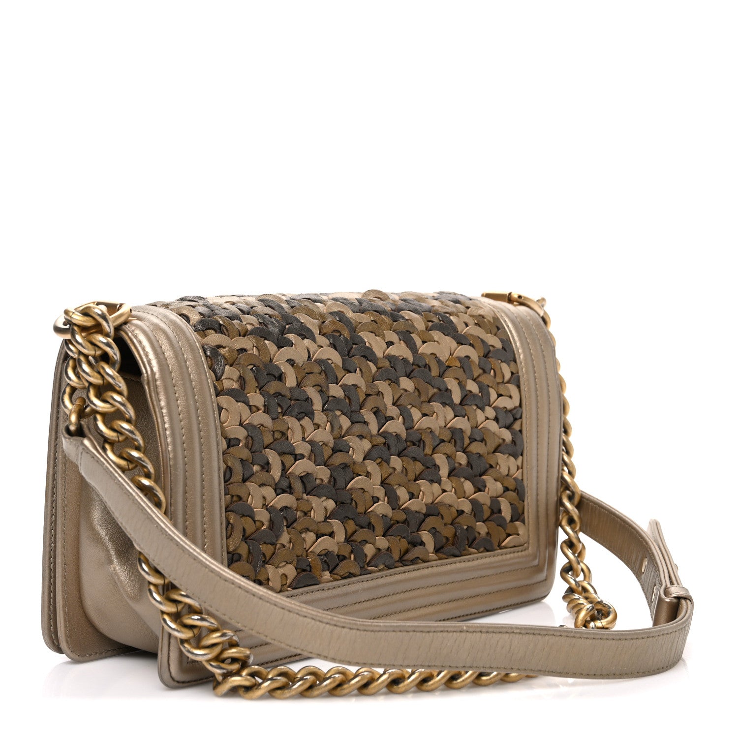 Chanel Metallic Lambskin Medium Scaled Boy Flap Gold 3 of 10