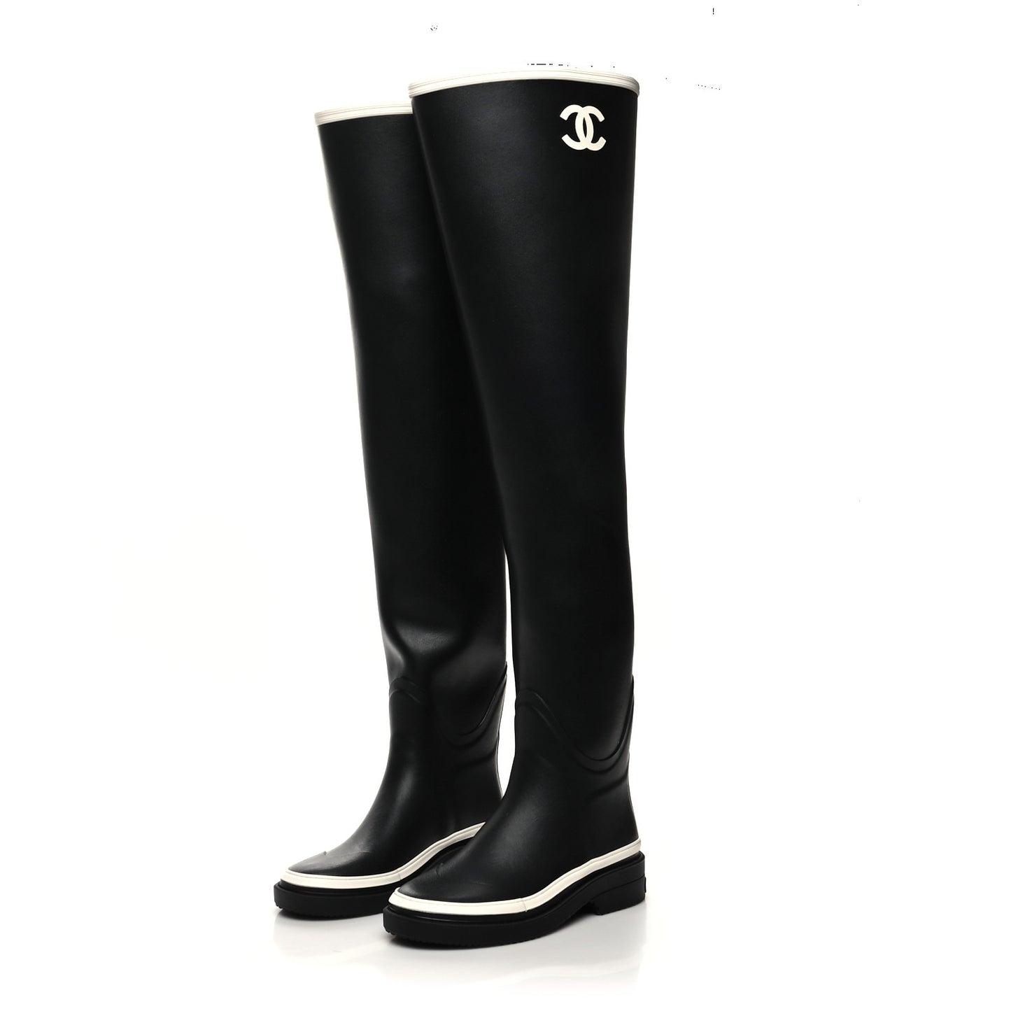Caoutchouk CC Knee High Boots 37 Black White