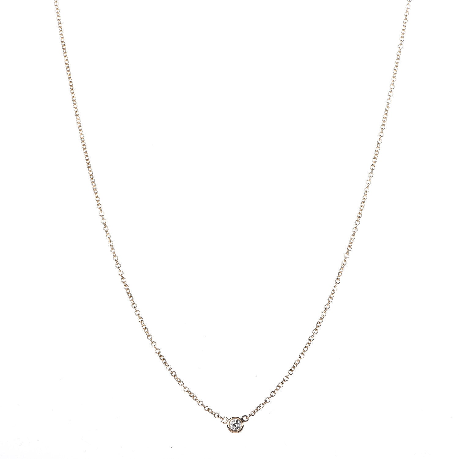 Tiffany 18K Yellow Gold Diamond .05ct Elsa Peretti Diamonds by the Yard Pendant Necklace 1 of 5