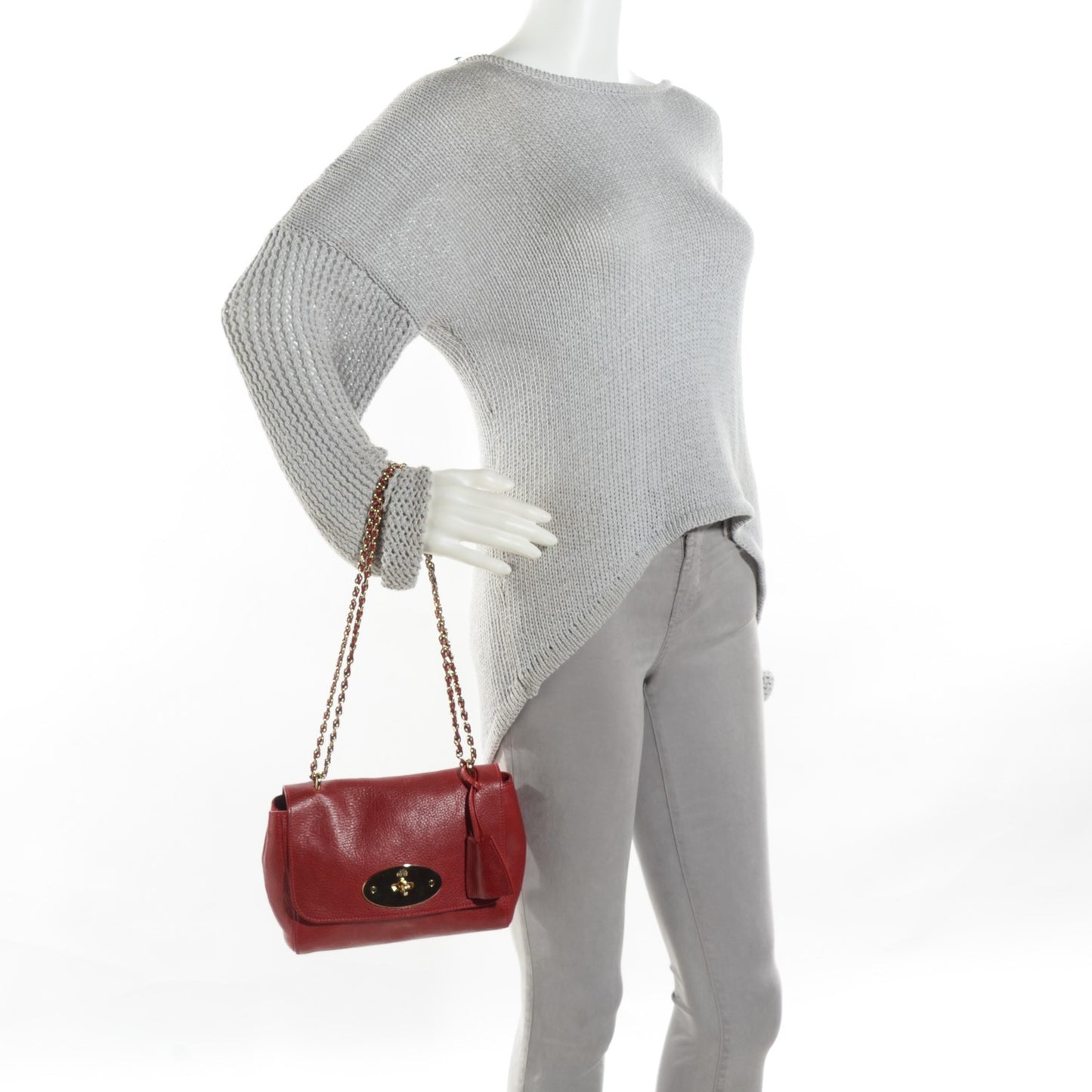 Classic Grain Calfskin Small Lily Red