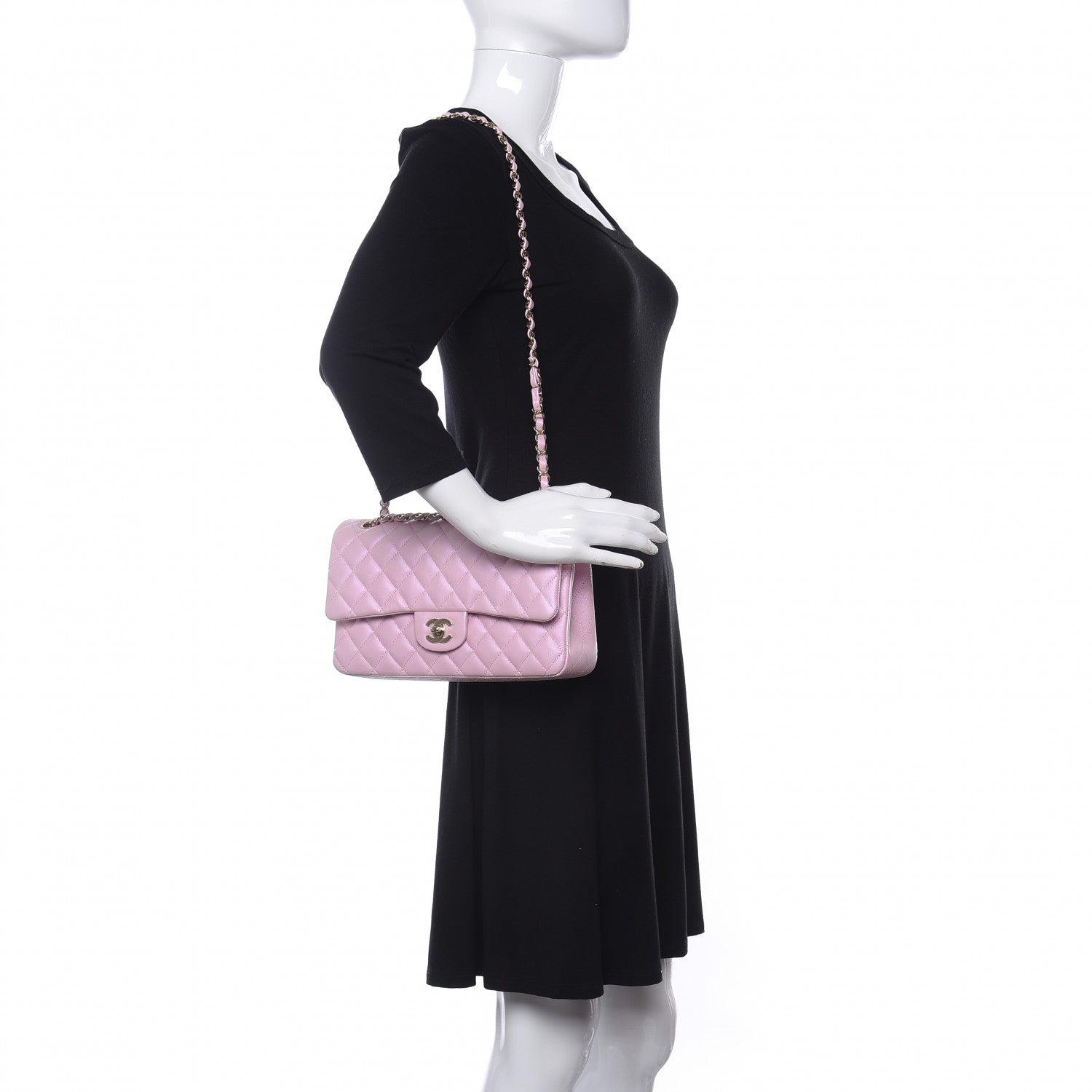 Chanel Iridescent Calfskin Quilted Medium Double Flap Light Pink 2 of 12