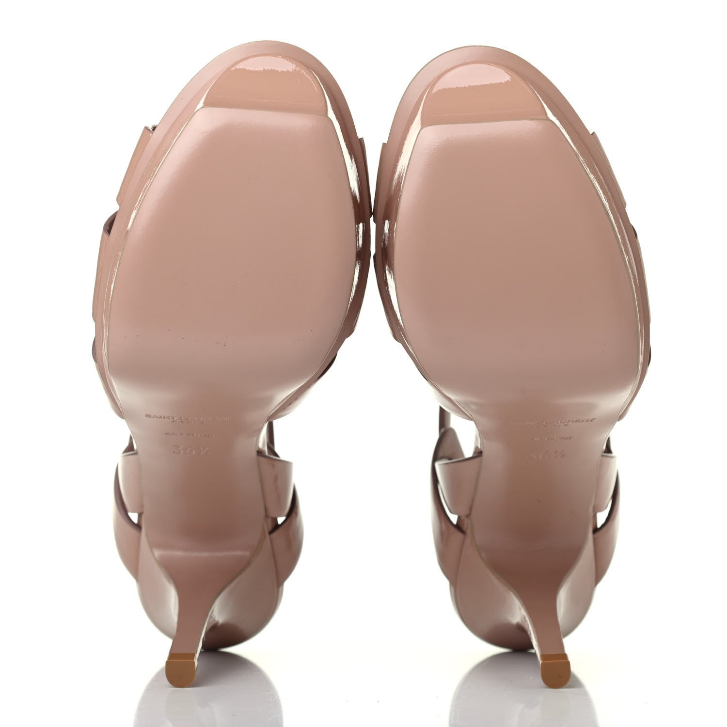 Saint Laurent Patent Tribute 75 Platform Sandals 36.5 Dark Nude 4 of 4