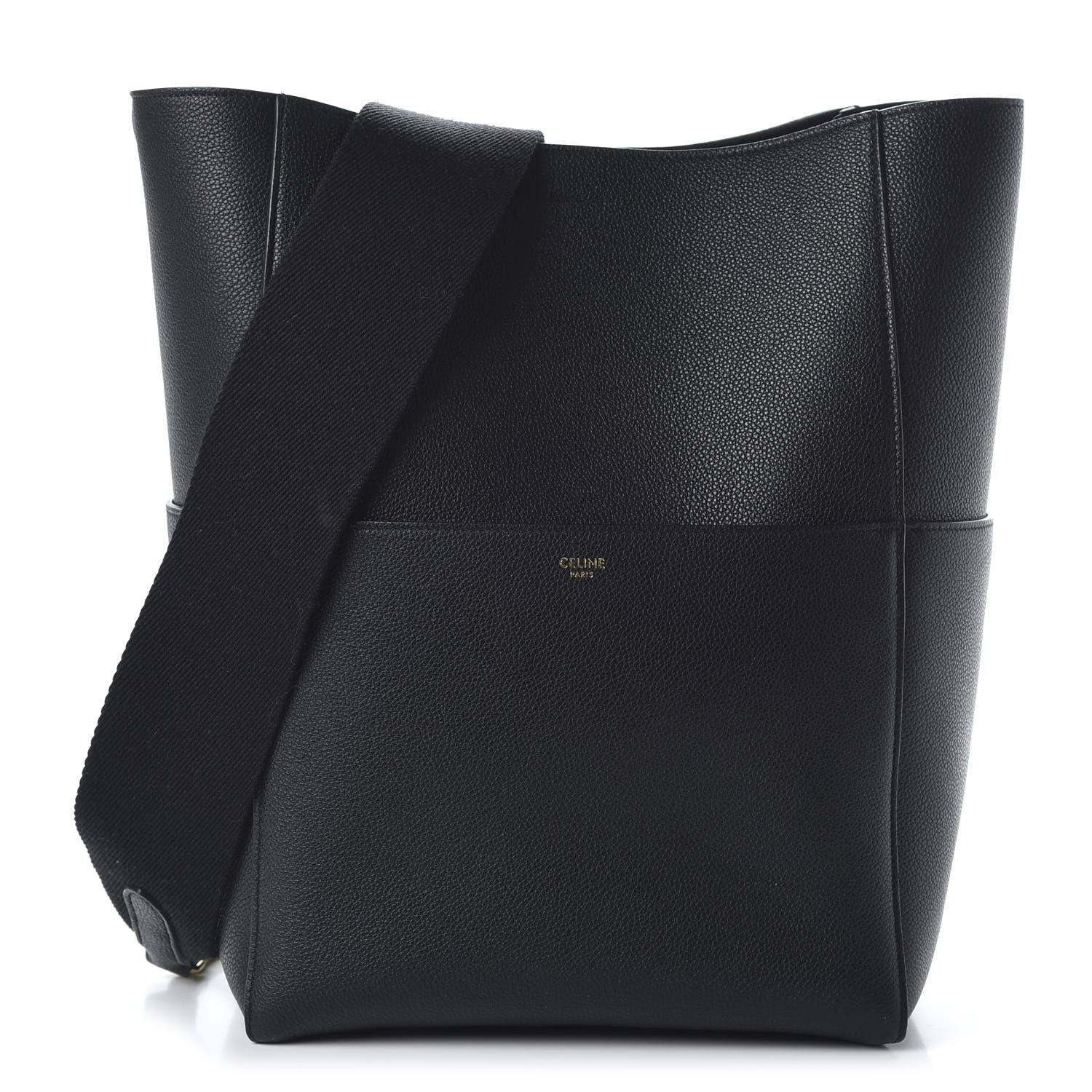 Celine Soft Grained Calfskin Sangle Bucket Bag Black 1 of 8