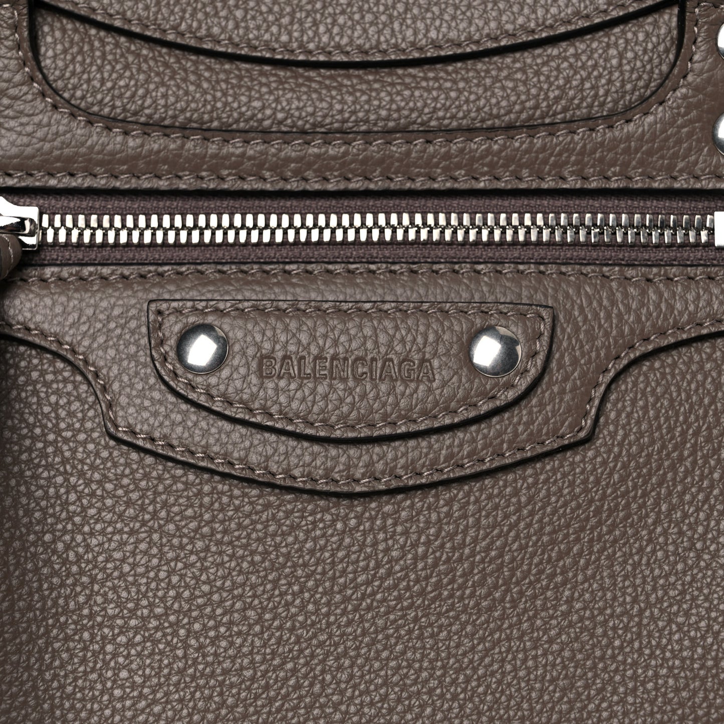 Grained Calfskin Neo Classic Silver Hardware S City Mink Gray