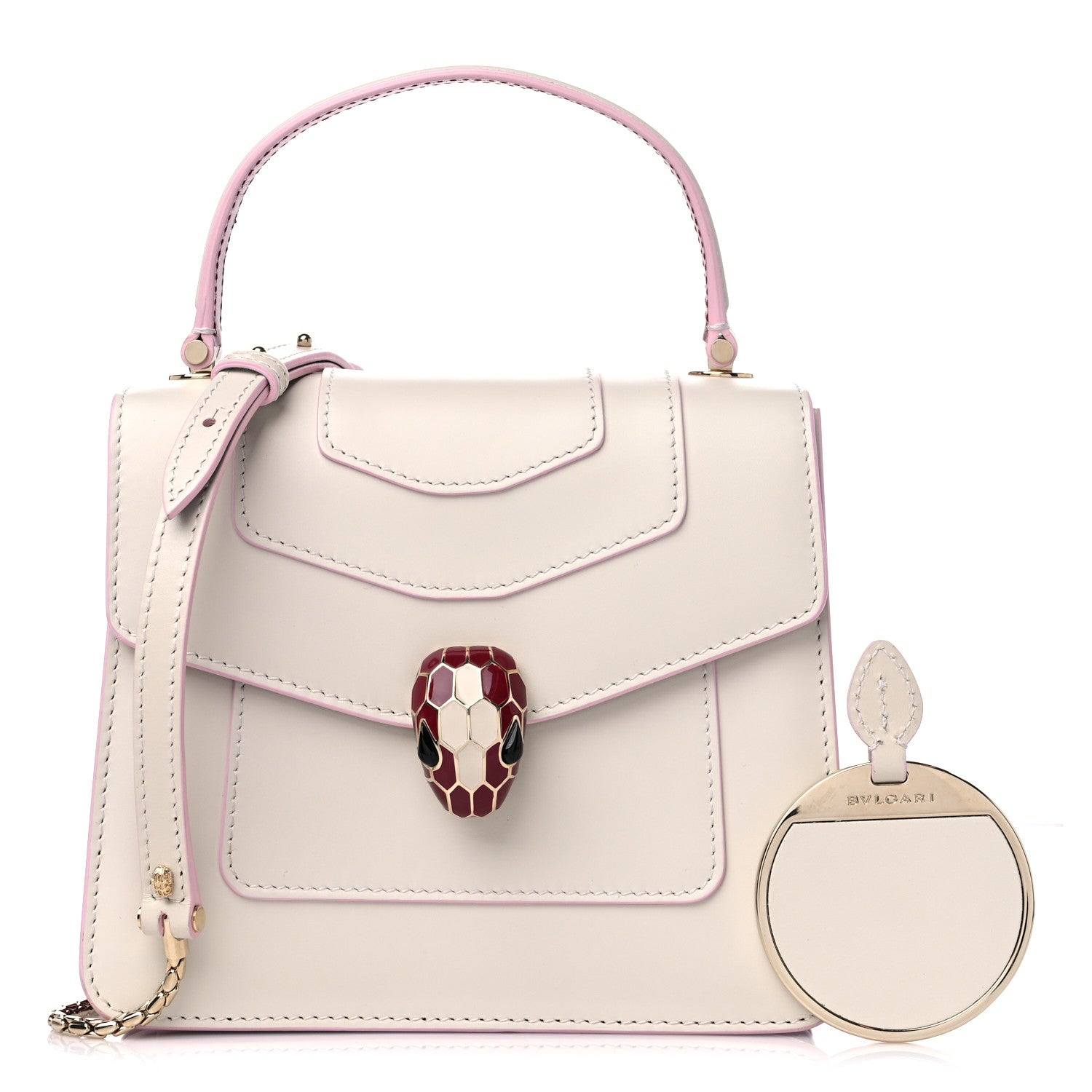 Bulgari Calfskin Serpenti Forever Top Handle White 1 of 12