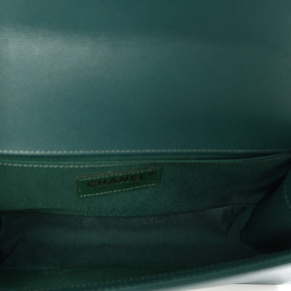 Chanel Caviar Quilted Medium Boy Flap Dark Green 5 of 12