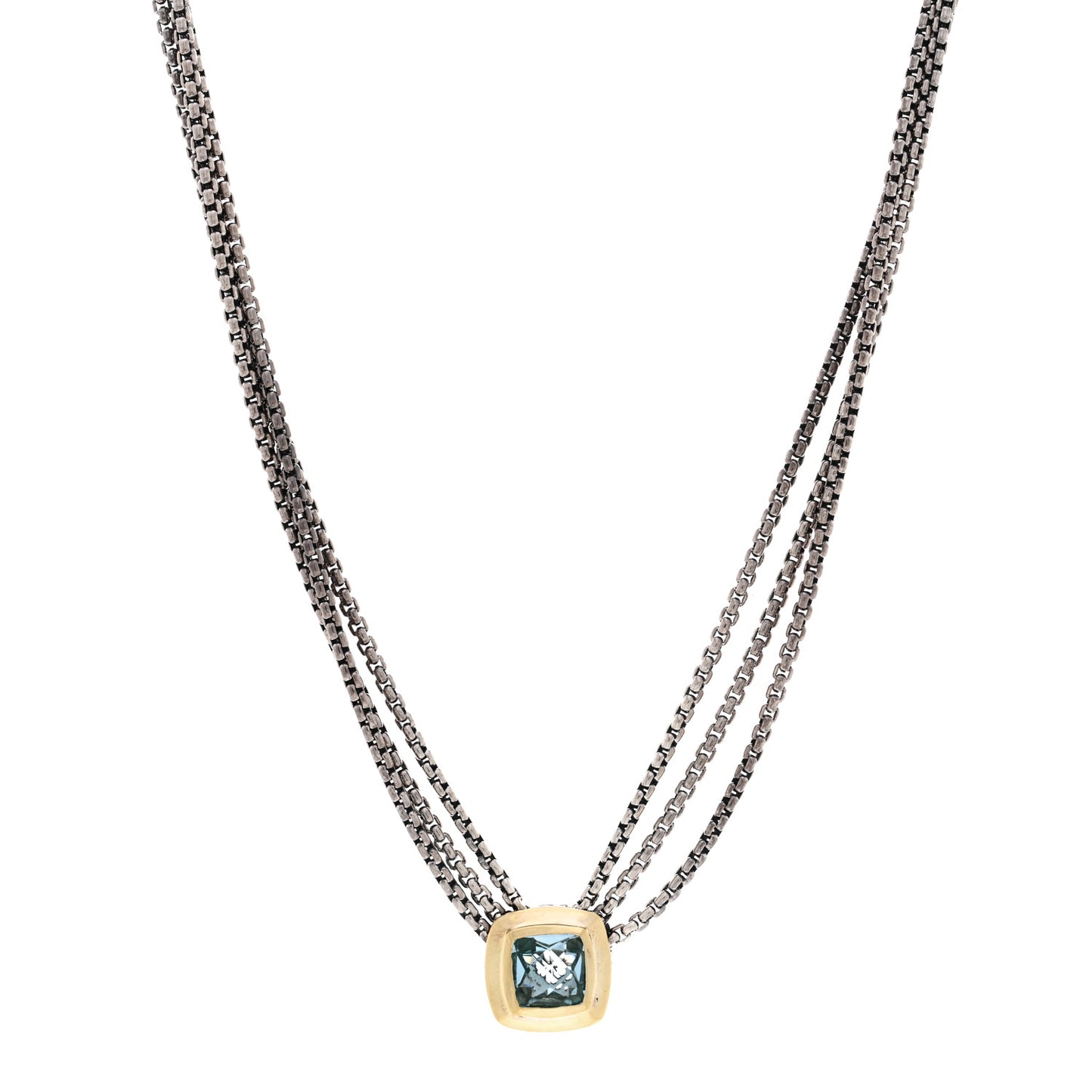 Sterling Silver 18K Yellow Gold Blue Topaz Albion Multi-Strand Pendant Necklace
