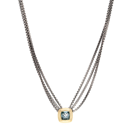 David Yurman Sterling Silver 18K Yellow Gold Blue Topaz Albion Multi-Strand Pendant Necklace 1 of 4