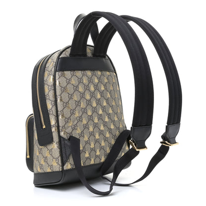 Gucci GG Supreme Monogram Bees Print Small Day Backpack Beige Oro Black 3 of 8