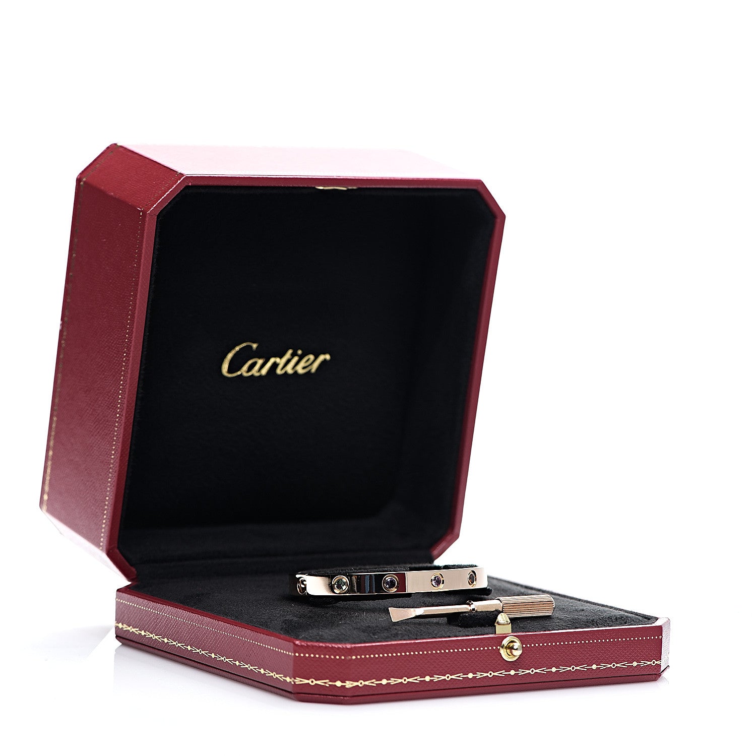 Cartier 18K Pink Gold Sapphire Garnet Amethyst LOVE Bracelet 16 7 of 7