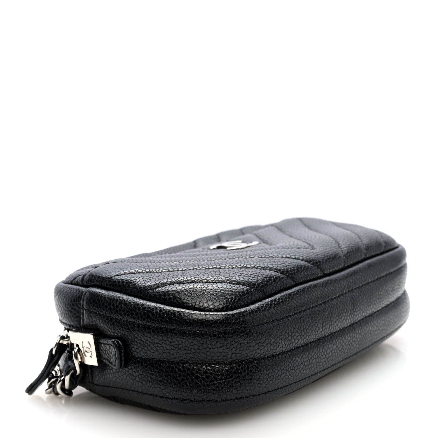 Chanel Caviar Chevron Quilted Camera Case  Black 4 of 10