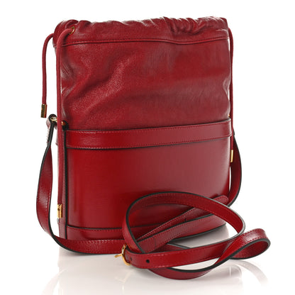 Gucci Azalea Sakai Calfskin Horsebit 1955 Drawstring Bucket Bag New Cherry Red 2 of 9