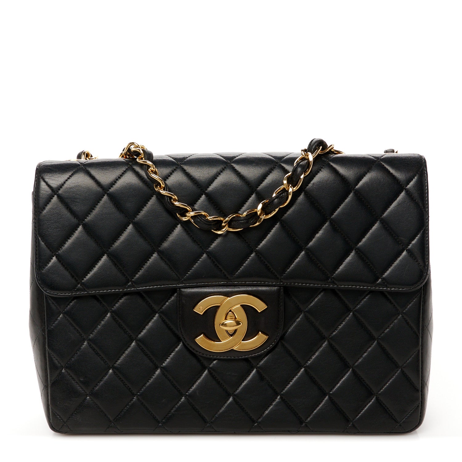 Chanel Lambskin Quilted XL Jumbo Single Flap Black 1 of 12