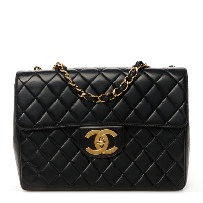 Chanel Lambskin Quilted XL Jumbo Single Flap Black 1 of 12