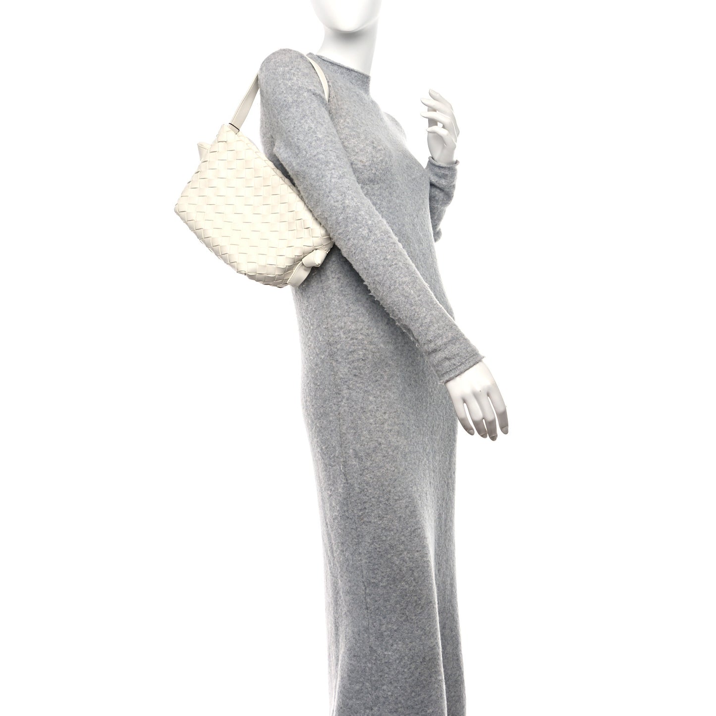 BOTTEGA VENETA Nappa Intrecciato Tie Shoulder Bag White