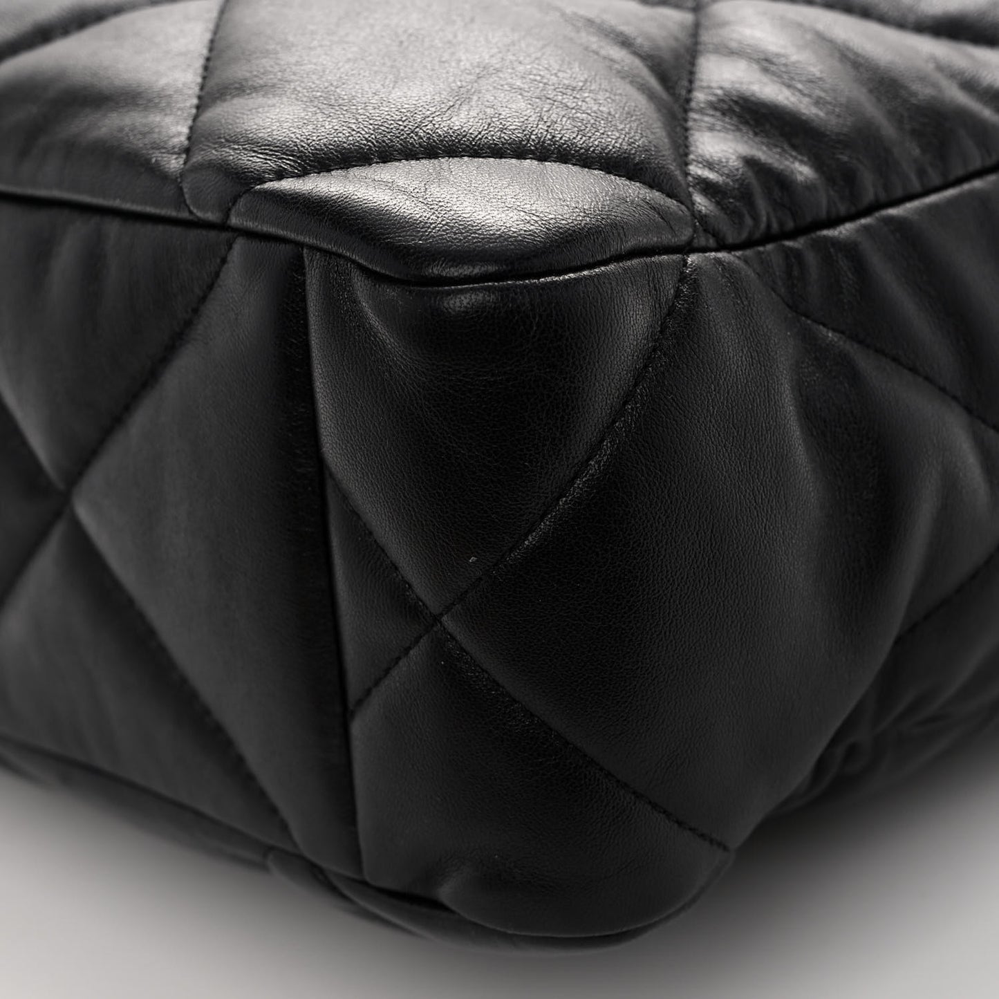 Lambskin Quilted Chanel 19 Shopping Bag Black