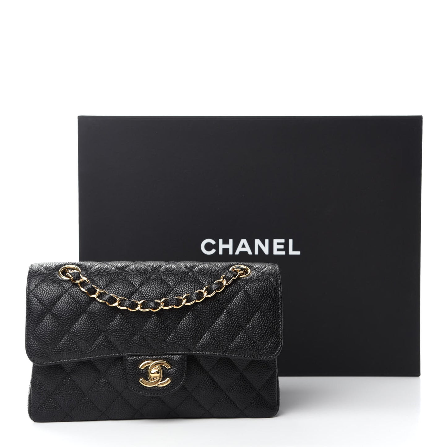 Caviar Quilted Small Double Flap Black