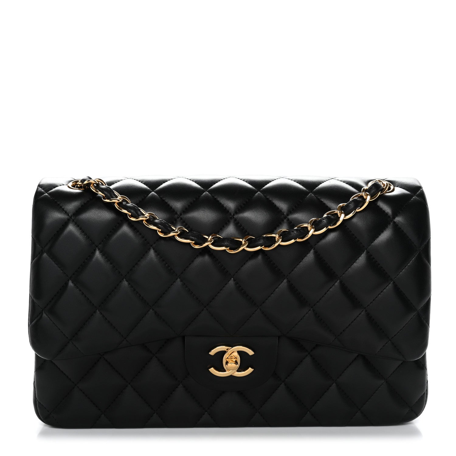 Chanel Lambskin Quilted Jumbo Double Flap Black 1 of 10