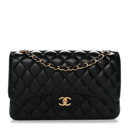 Chanel Lambskin Quilted Jumbo Double Flap Black 1 of 10