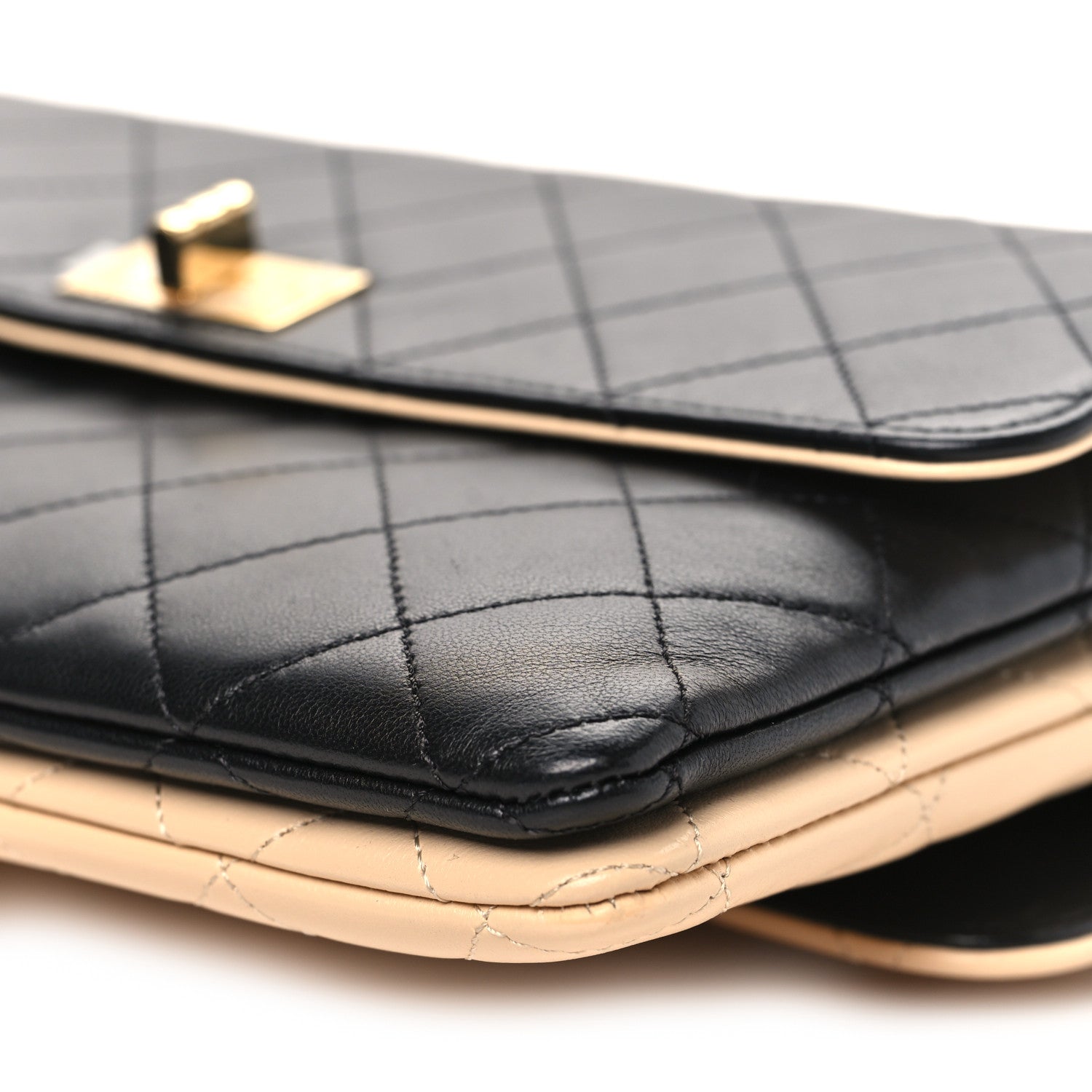 Chanel Lambskin Quilted Small Double Sided Flap Black Beige 11 of 12