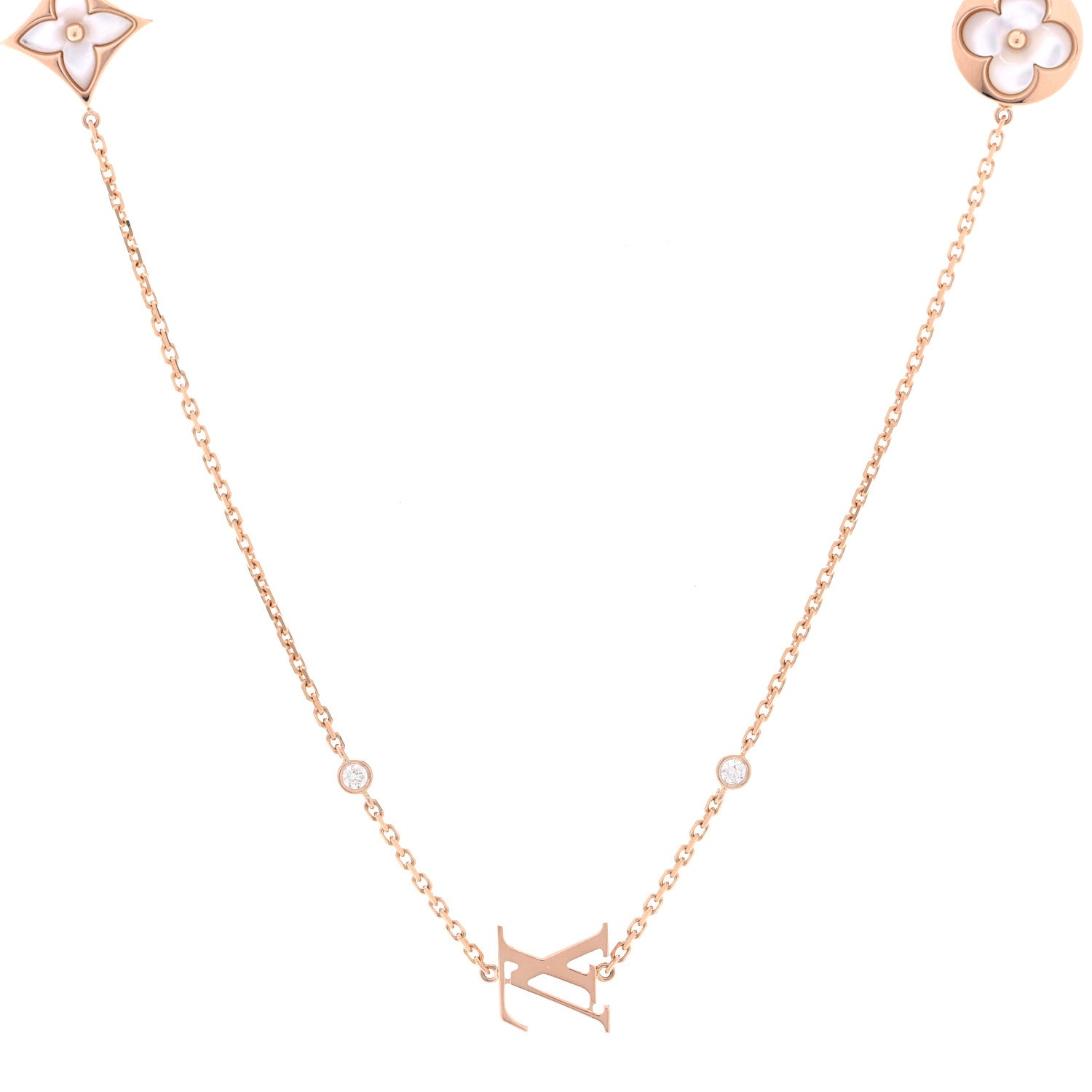 Louis Vuitton 18K Pink Gold Diamond Mother of Pearl Blossom Sautoir Necklace 1 of 6