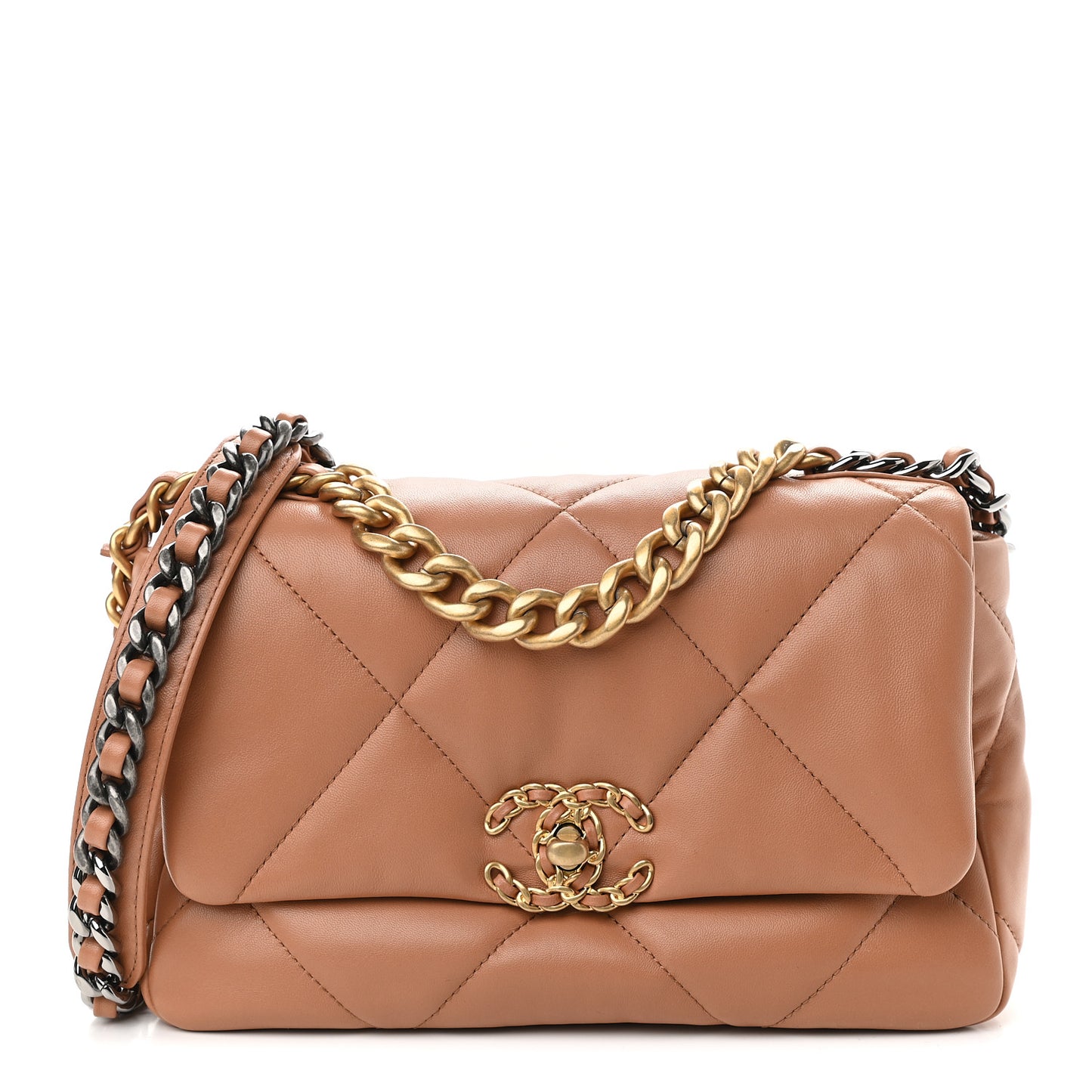 Lambskin Quilted Medium Chanel 19 Flap Brown
