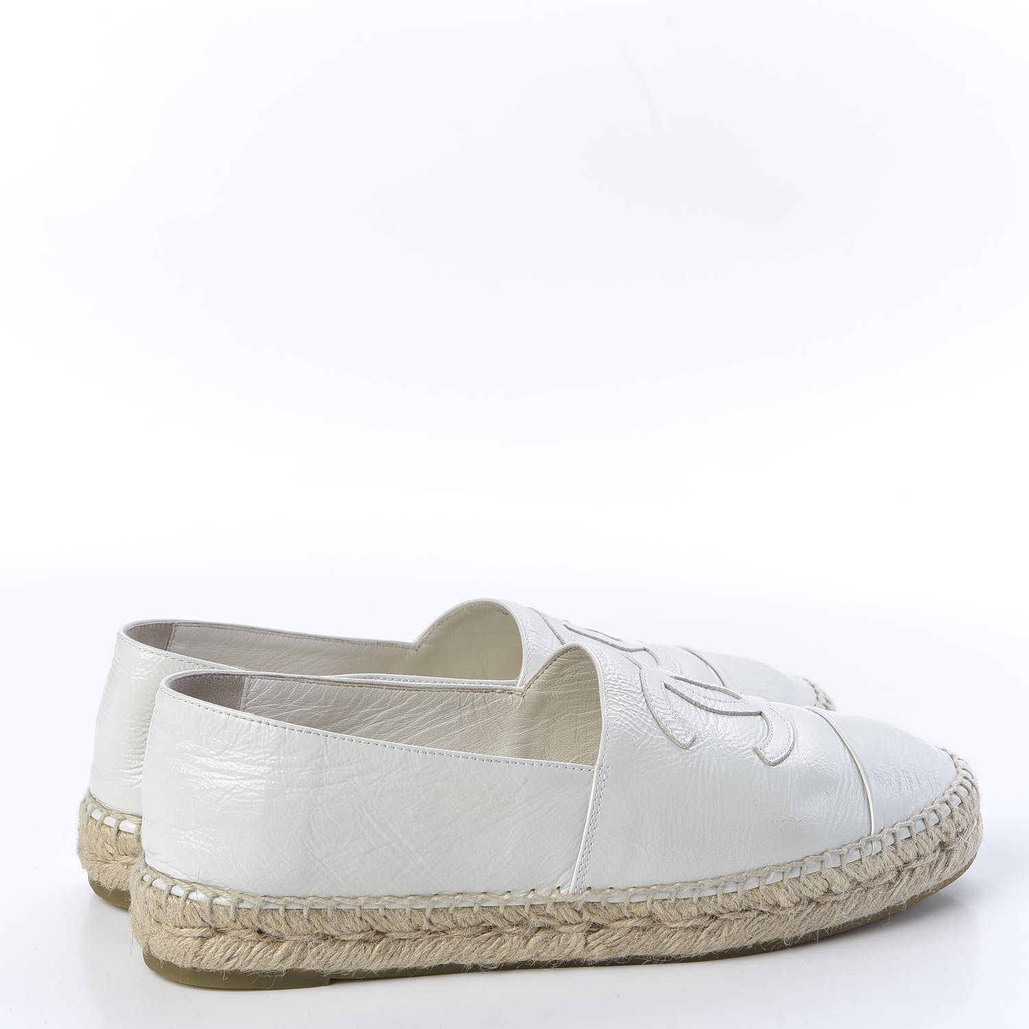 Chanel Distressed Patent CC Espadrilles 39 White 4 of 10