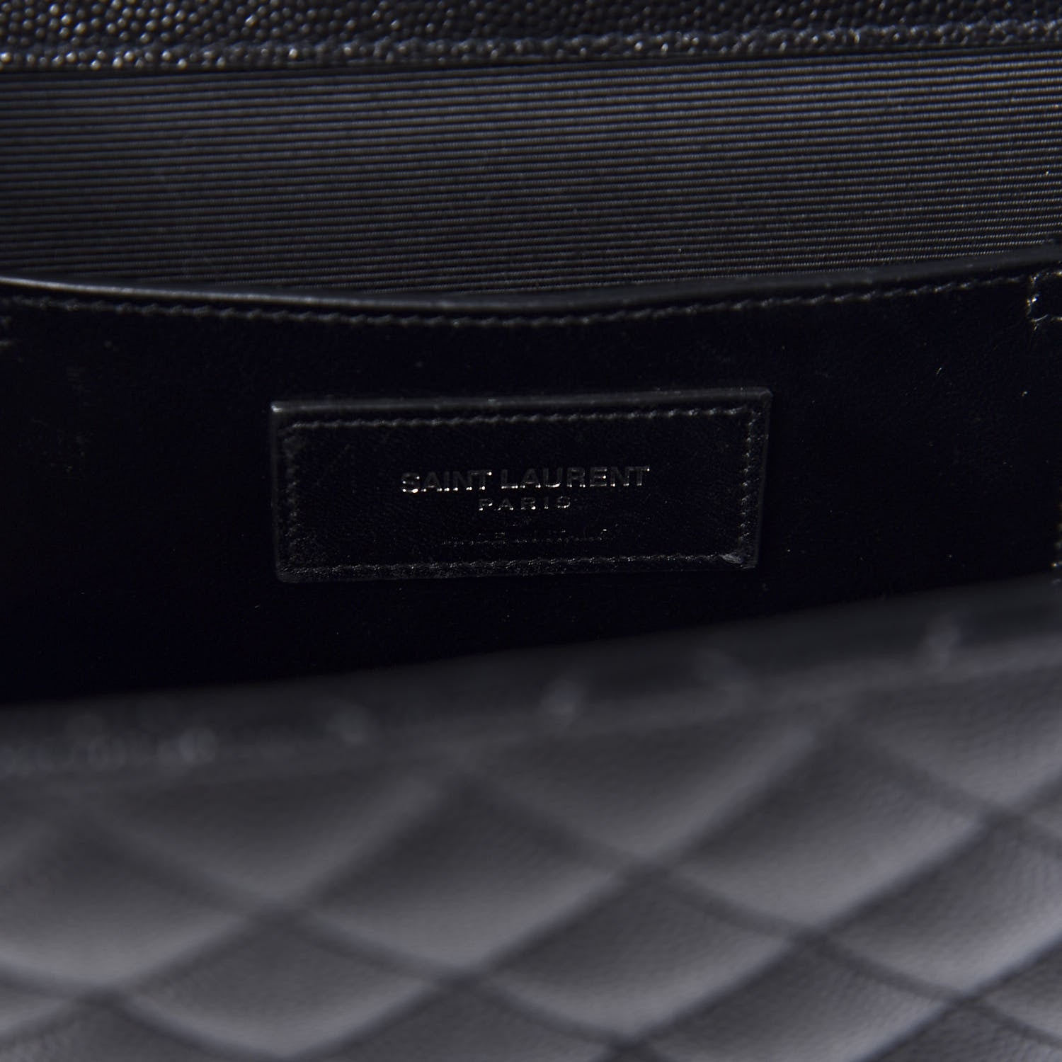 Saint Laurent Grain De Poudre Textured Mixed Matelasse Triquilt Medium Monogram Satchel Black 8 of 9