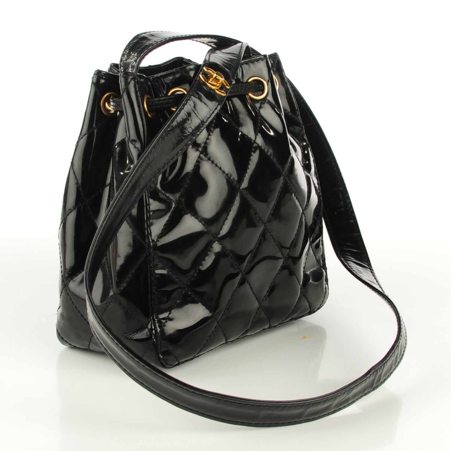 Chanel Patent Mini Drawstring Shoulder Bag Black 3 of 8