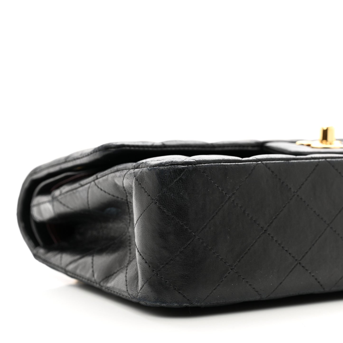 Lambskin Quilted Medium Double Flap Black
