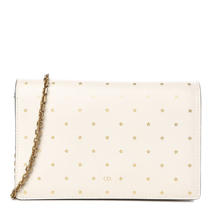Christian Dior Calfskin Embossed Stars Wallet on Chain White Gold 1 of 9