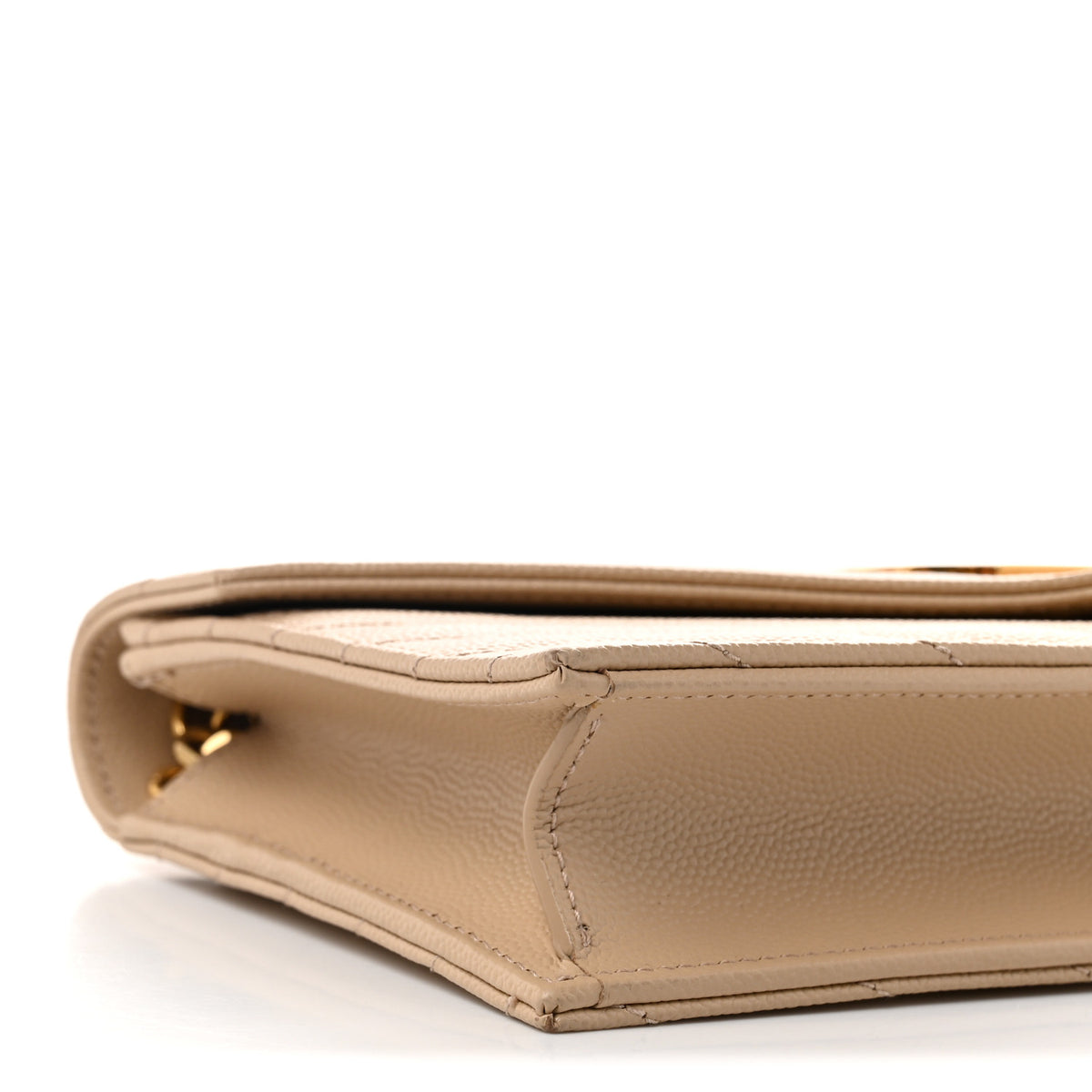 Saint Laurent Grain De Poudre Matelasse Chevron Monogram Envelope Chain Wallet Nude Powder 8 of 10