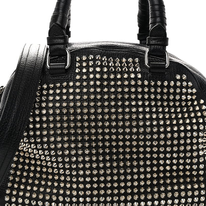 Christian Louboutin Grained Calfskin Studded Panettone Bowling Bag Black 7 of 9