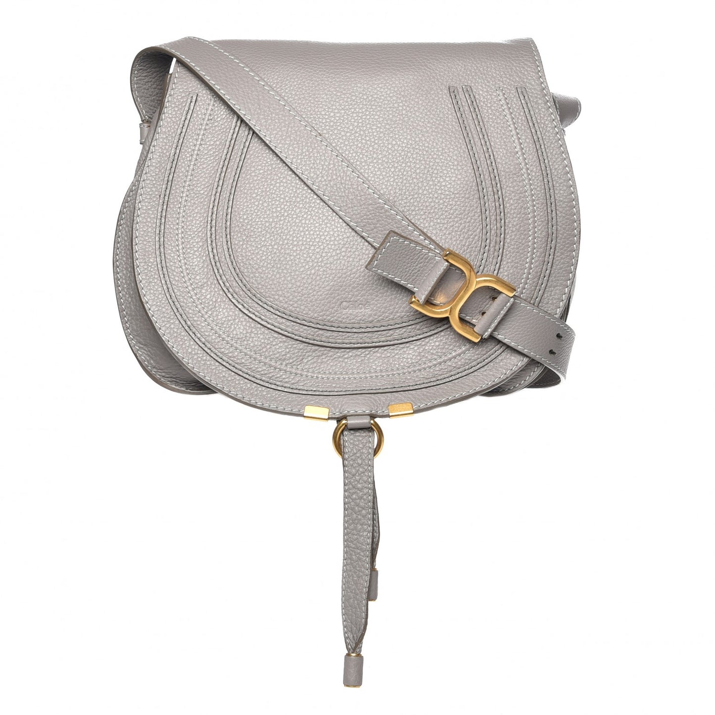 Calfskin Medium Marcie Round Crossbody Bag Cashmere Grey