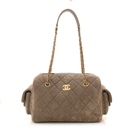 Chanel Suede Quilted Chanel 25 Bowling Bag Dark Grey 1 of 10